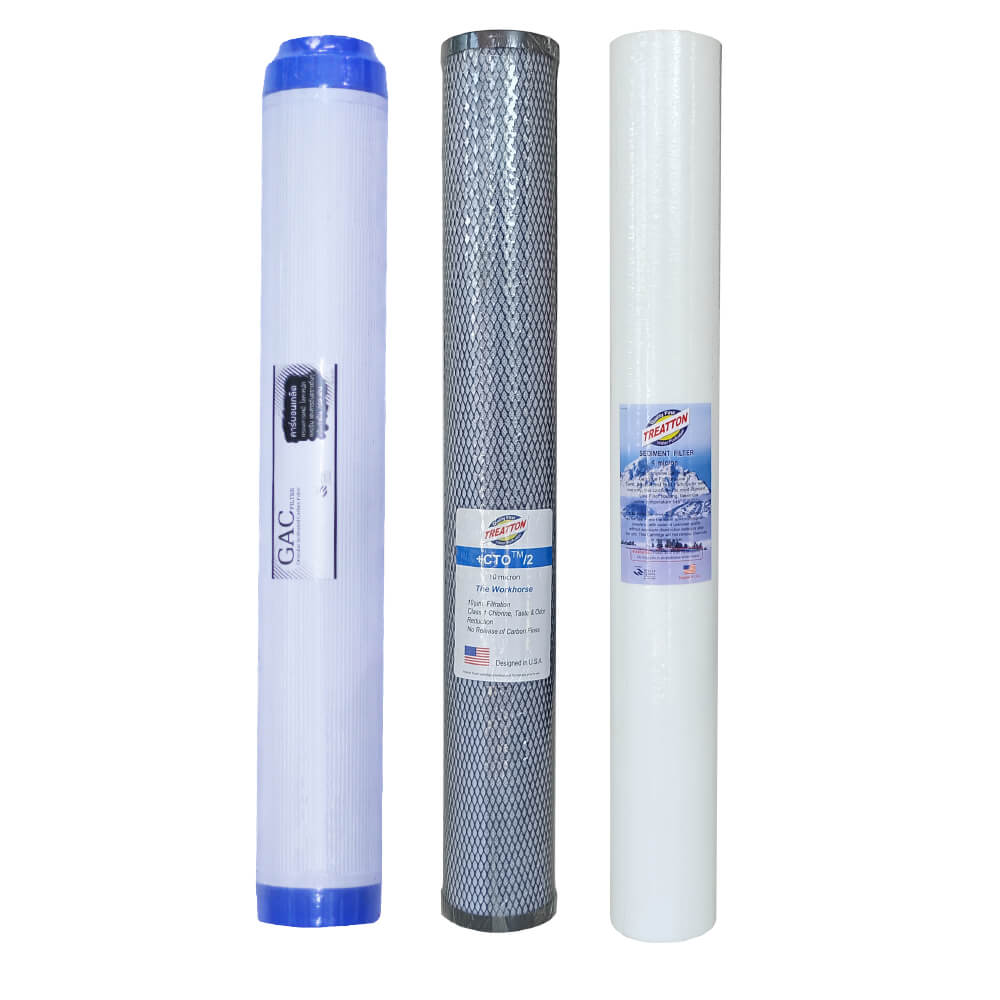 ไส้กรองน้ำ 3 ขั้นตอน PP/CTO/GAC TREATTON รุ่น FTT-PPCTOGAC20 ขนาด 20 นิ้ว 